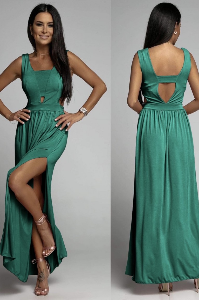 Φόρεμα μακρύ με ανοίγματα πράσινο